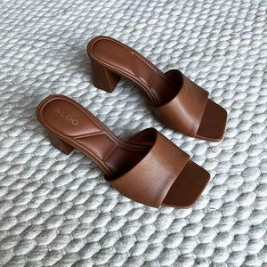 ALDO Vidish Brown Heeled Mule Kitten Heel 7.5